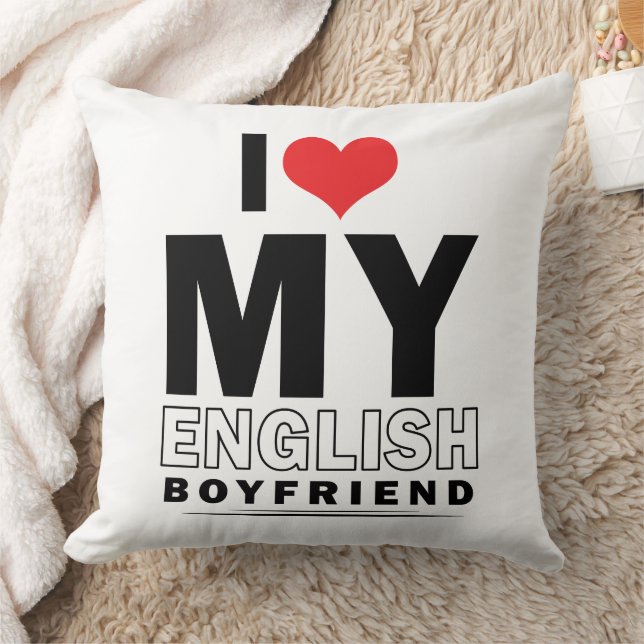 Coussin J'aime mon petit ami anglais (Couverture)