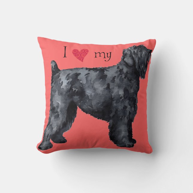 Coussin J'aime mon russe noir Terrier (Recto)