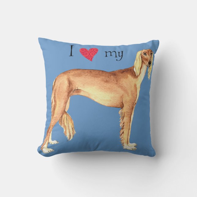 Coussin J'aime mon Saluki (Recto)