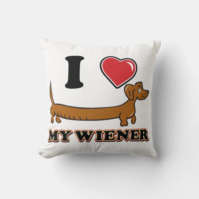 Coussin J'aime My Weiner - Doxie (Recto)