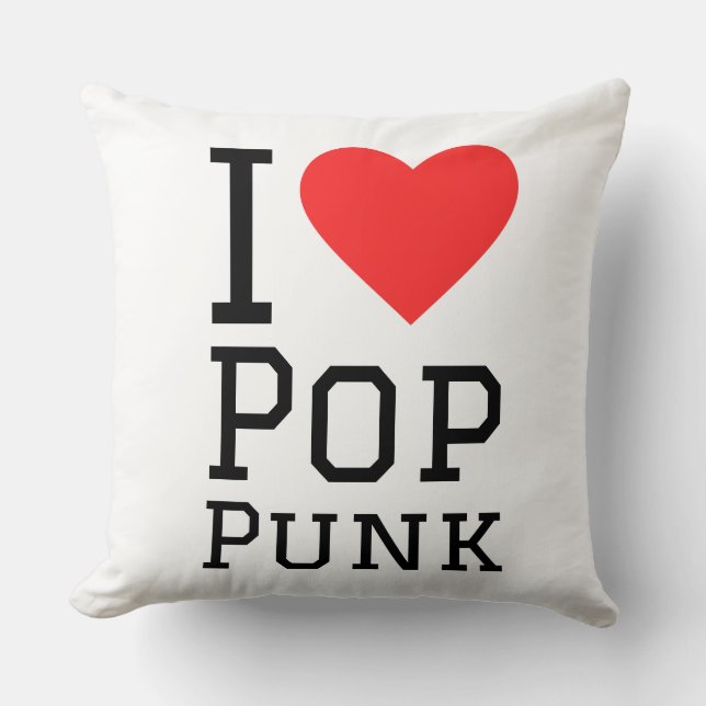 Coussin J'aime pop punk carré sticker (Recto)