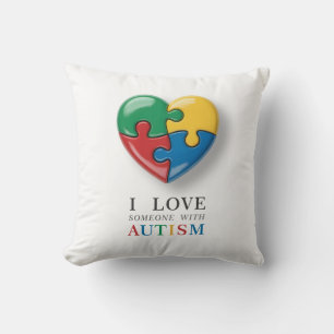 Coussin J'aime quelqu'un avec l'autisme - Puzzle symbole d