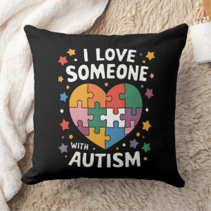 Coussin J'aime quelqu'un avec l'autisme Sensibilisation au