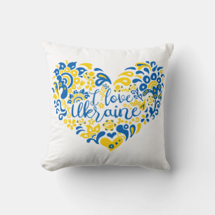 Coussin J'aime Ukraine inspiration citation coeur