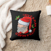 Coussin J'Aime Un Homme Avec Une Barbe Hipster Père Noël (Couverture)