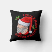 Coussin J'Aime Un Homme Avec Une Barbe Hipster Père Noël (Verso)