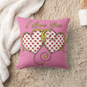 Coussin J'aime Vous Conception Cœurs en Or (Couverture)