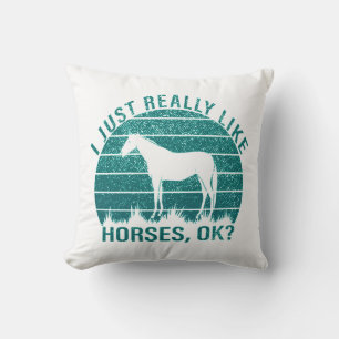 Coussin J'aime vraiment les chevaux en vert marin