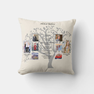 Coussin Jalons d'anniversaire PHOTO COLLAGE Family Tree Ca