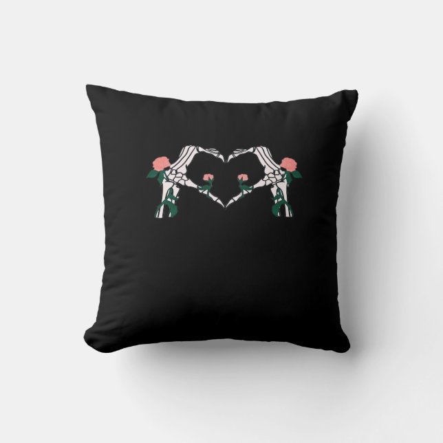 Coussin Jamais Wilts - Squelette Mains Roses (Recto)