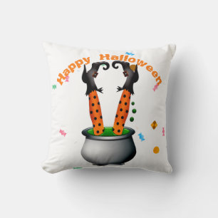 Coussin Jambes et brasse de sorcière en orange et noir