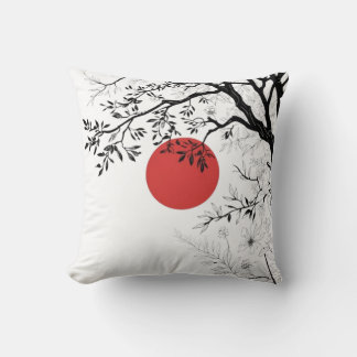 Coussin Japanese Sun & Nature Brush Art