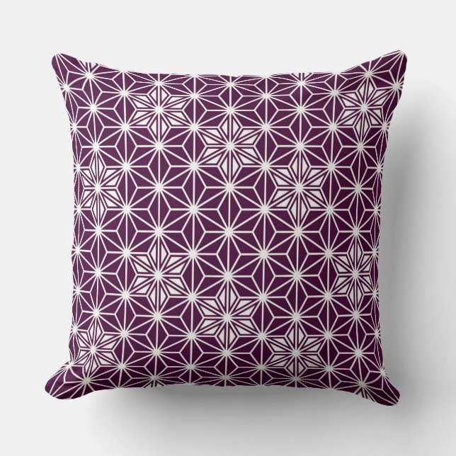 Coussin Japonais Asanoha motif - aubergine violet (Recto)