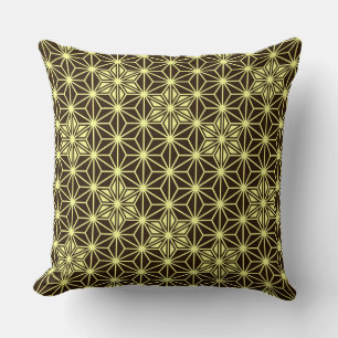 Coussin Japonais Asanoha motif - marron et jaune