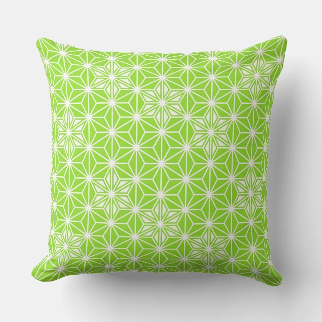 Coussin Japonais Asanoha motif - vert citron clair (Recto)
