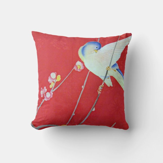 Coussin Japonais KIMONO Textile, Bluebird (Recto)