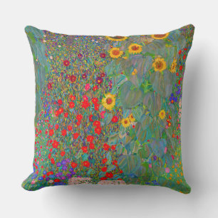 Coussin Jardin agricole de Gustav Klimt avec tournesols