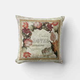 Coussin Jardin ancien Vintage Tulipe florale Rose Hellebor