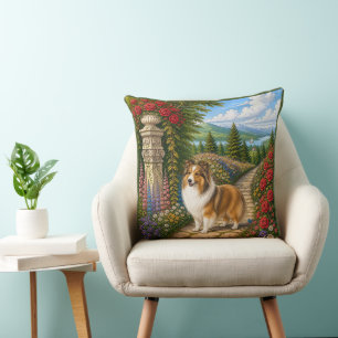 Coussin Jardin Anglais Shetland Sheepdog
