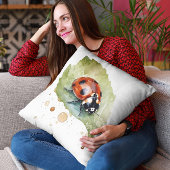 Coussin Jardin artistique de coccinelle à l'aquarelle vibr