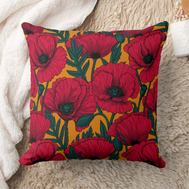 Coussin Jardin aux coquelicots rouges (Couverture)