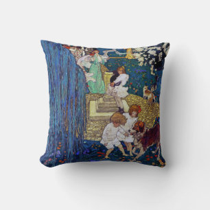 Coussin Jardin avec chien et chat, Jessie Willcox Smith