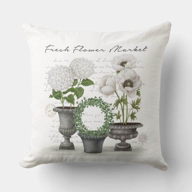 COUSSIN JARDIN BLANC DE LA FERME VINTAGE MODERNE (Recto)