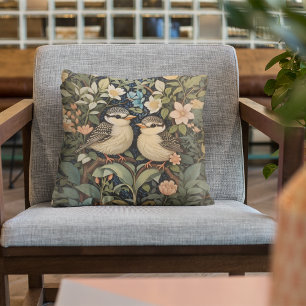 Coussin Jardin botanique de deux mignons bébés oiseaux