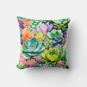 Coussin Jardin botanique de succulentes colorées d'été (Recto)