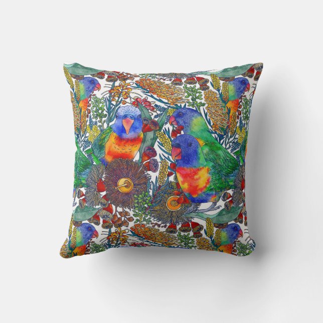 Coussin Jardin botanique Rainbow Lorikeet (Verso)