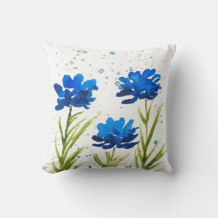 Coussin Jardin chic fleuri bleu printemps