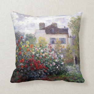 Coussin Jardin coloré des dahlias avec Monet