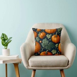 Coussin Jardin de citrouilles feuillu