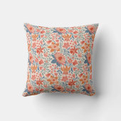 Coussin Jardin de corail et de sarcelle sur fond beige dou (Verso)