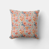 Coussin Jardin de corail et de sarcelle sur fond beige dou (Recto)