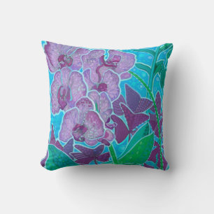 Coussin Jardin de fenêtre Fleurs d'orchidées Floral Art 