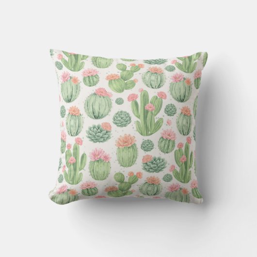 Coussin Jardin de Fleurs de Cactus (Recto)