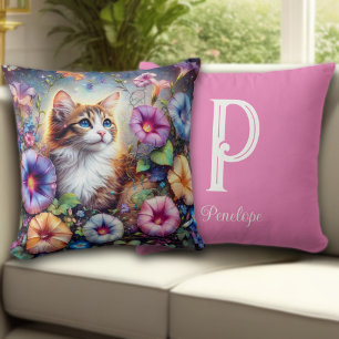 Coussin Jardin de fleurs de Kitty Whimsical Monogramme per