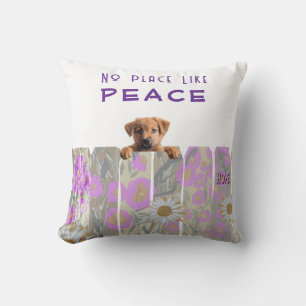 Coussin Jardin de fleurs. Espoir de chiot paisible