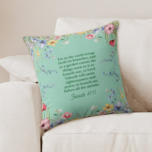 Coussin Jardin de fleurs sauvages printanières Verset de l