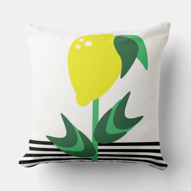 Coussin Jardin de fruits de citron bandes      (Recto)