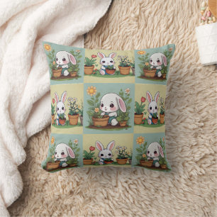 Coussin Jardin de lapin mignon Imprimer