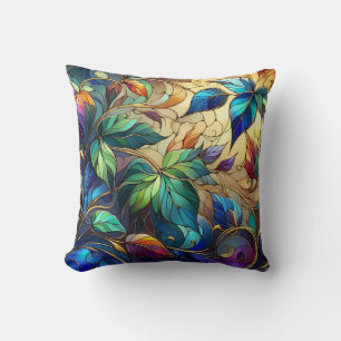 Coussin Jardin de l'Imaginaire. Design feutré. Faux Vitrau