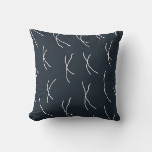 Coussin Jardin de Minuit Navy Lignes Abstraites Esquissées