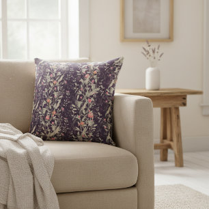 Coussin Jardin de Noir luxuriant : Aquarelle Roses et tuli