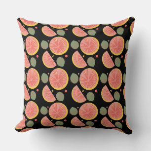 Coussin Jardin de pamplemoussier verdure fruit noir