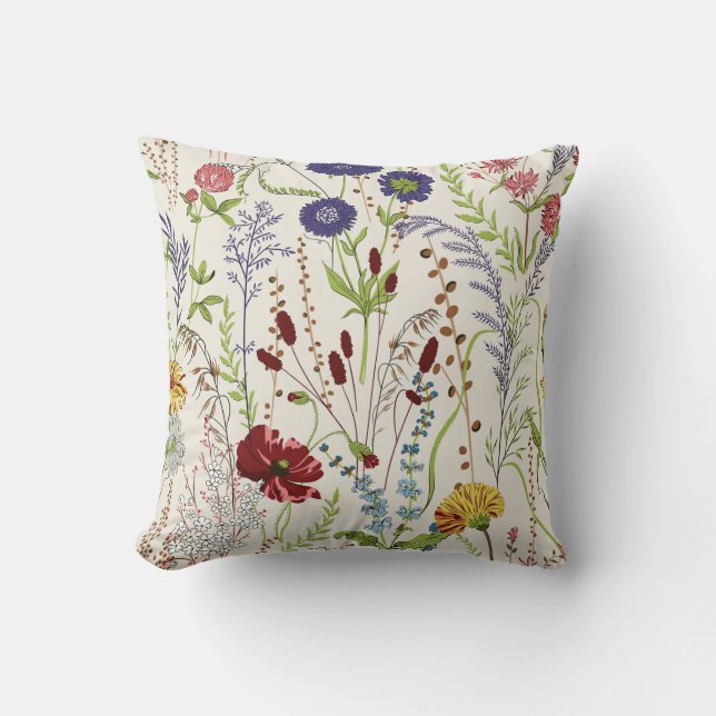 Coussin Jardin de prairie patrimoniale multicolore (Recto)