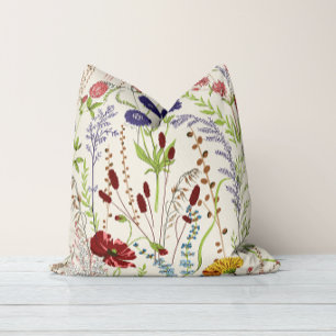 Coussin Jardin de prairie patrimoniale multicolore