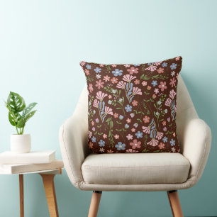 Coussin Jardin de printemps avec Arrière - plan Brown au c