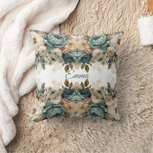 Coussin Jardin de roses printanières personnalisé de style